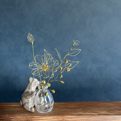 受注制作】ポピーとガーベラの花束 スワッグ ワイヤーアート ワイヤー