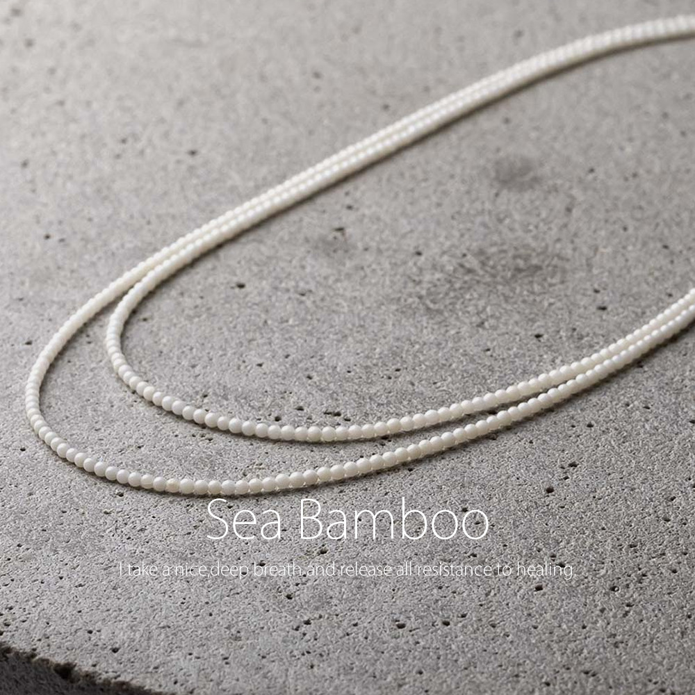 インドネシア産ホワイトコーラル 天然石アクセサリー 珊瑚 シンプル ロング ネックレス　- suzukaze22