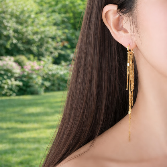 綺麗に揺れる★流星の尾のピアス★サージカルステンレス　～流星の尾 7枚目の画像