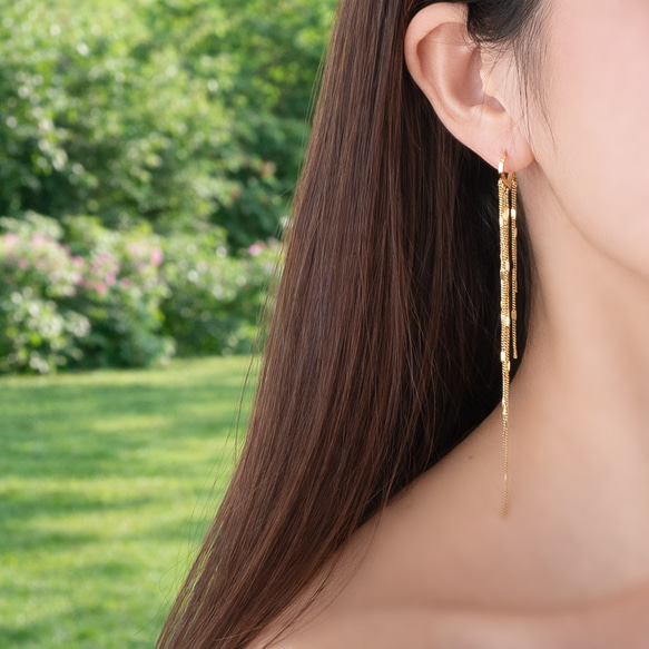 綺麗に揺れる★流星の尾のピアス★サージカルステンレス　～流星の尾 4枚目の画像