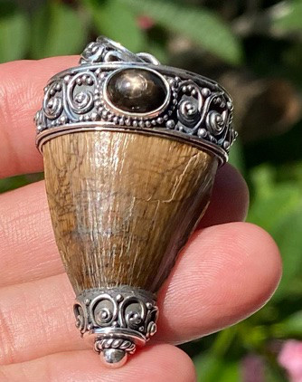 【Fosil Gigi Hiu】ブラックサファイア★メガロドン★シルバー９２５★ペンダンントトップ