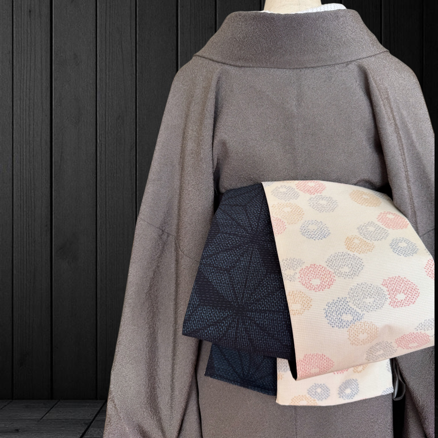 *着物反物*　塩沢紬と大島紬　大人の兵児帯　半幅帯　長尺465cm