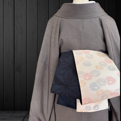 着物反物* 辻ヶ花と灰紫紬 大人の兵児帯 半幅帯 長尺460cm 和装小物