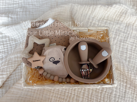 出産祝い　選べるデザインˎˊ˗ ‎くまさん食器セット・スタイ・歯固め・靴下・おしゃぶりホルダー　名入れ　女の子・男の子　 7枚目の画像