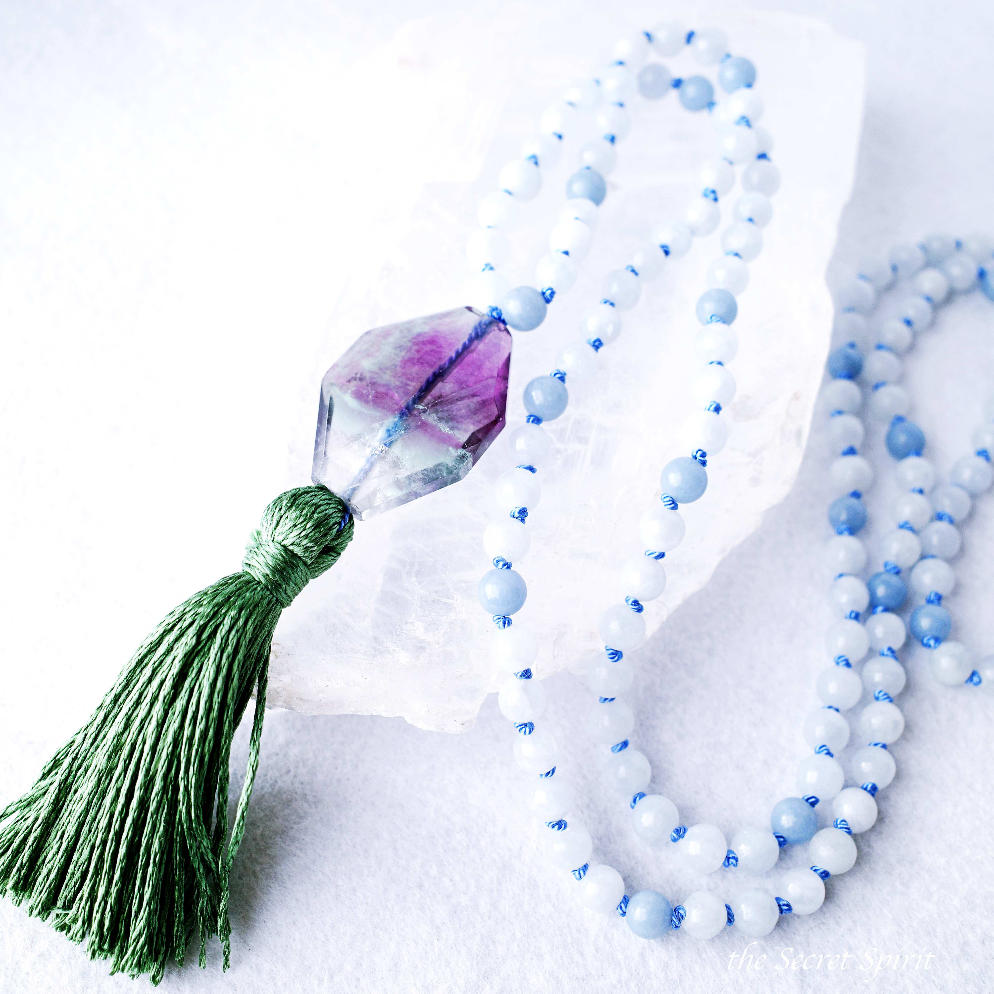 【弥勒ネックレス】フローライト エンジェライト ブルーカルサイト ネックレス