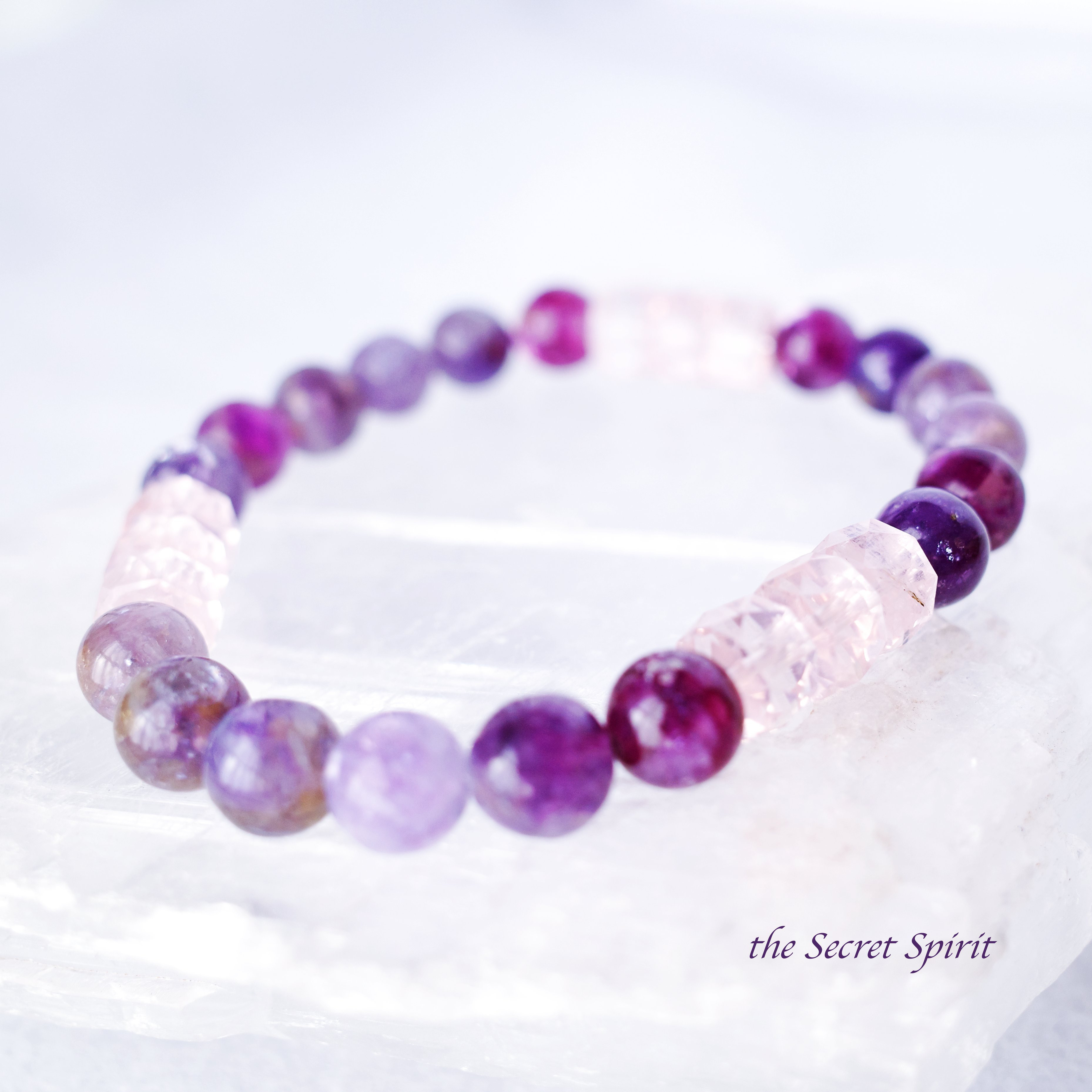 【自らに輝きを取り戻す】ローズクォーツ レピドライト ブレスレット （16cm）