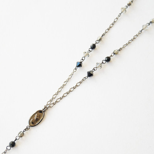 オニキス 天然石 クロス ロザリオ ネックレス ネックレス・ペンダント