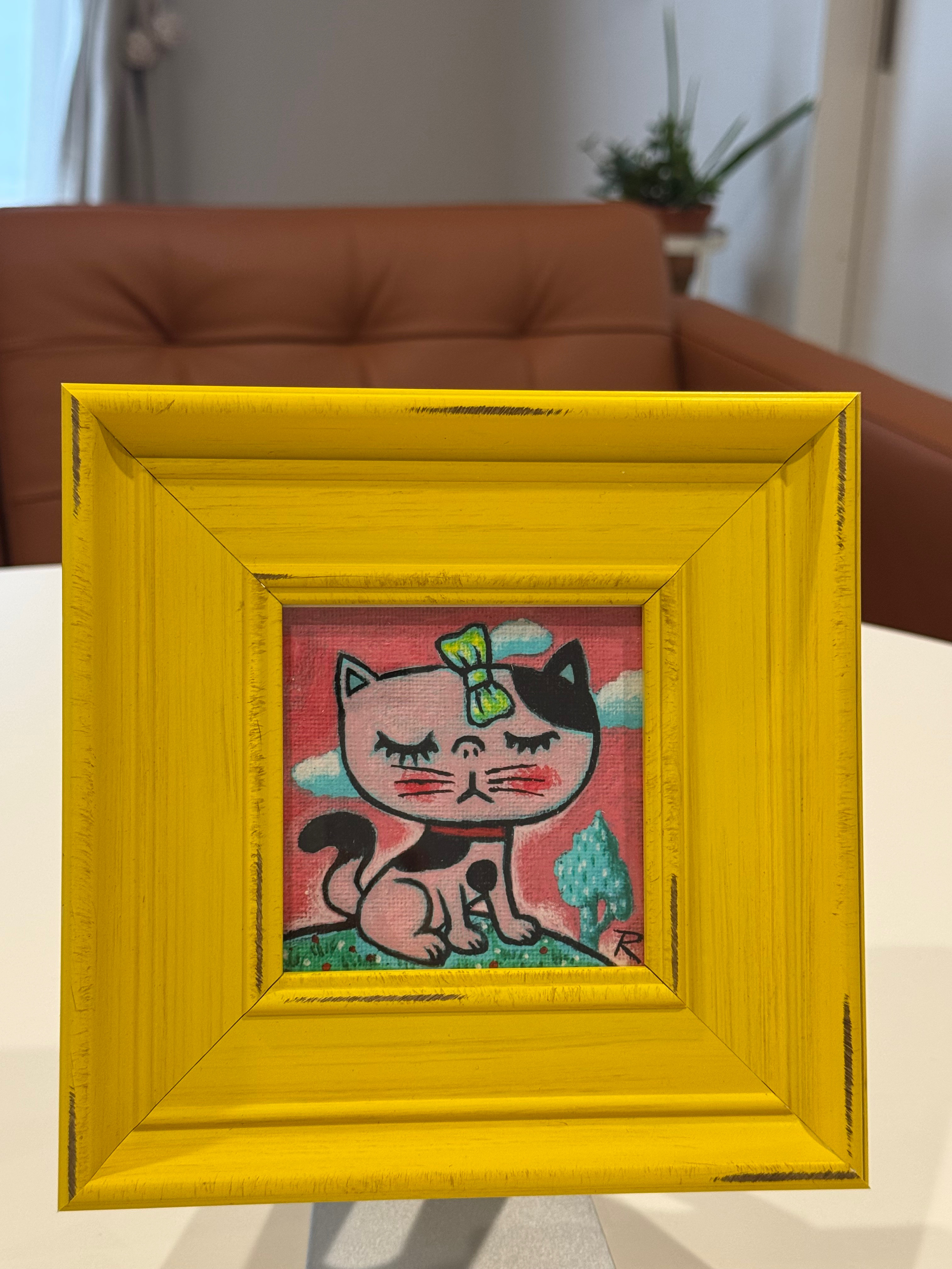 Ryuji Uehara 上原柳二｜Mini Art Collection｜No.20ブー子の自尊心　複製額付き猫アート