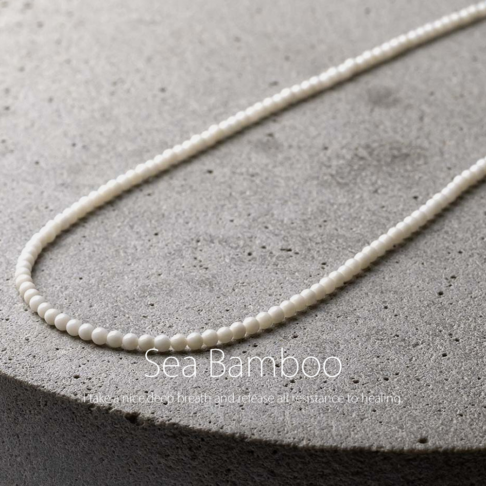 インドネシア産ホワイトコーラル 天然石アクセサリー 珊瑚 大人カジュアル シンプル ネックレス　- suzukaze22