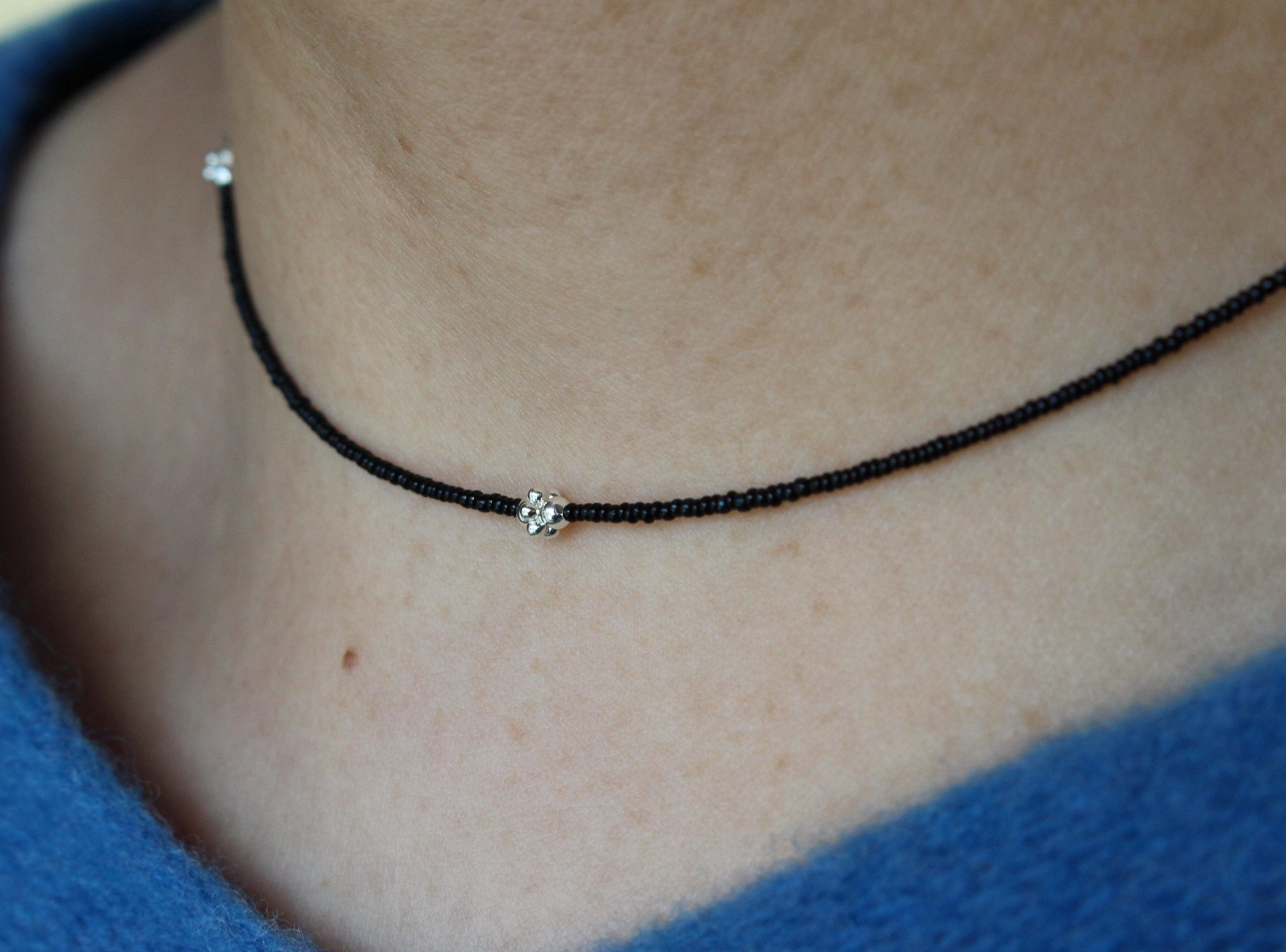 DAISY / sv925ビーズ フランス　ヴィンテージビーズ 淡水パール　ネックレス