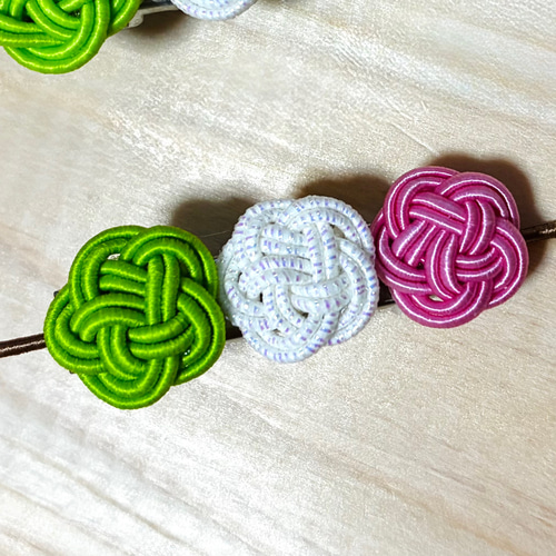 再販3【水引細工】三色団子のミニヘアクリップ ＊飯田水引＊ ヘア