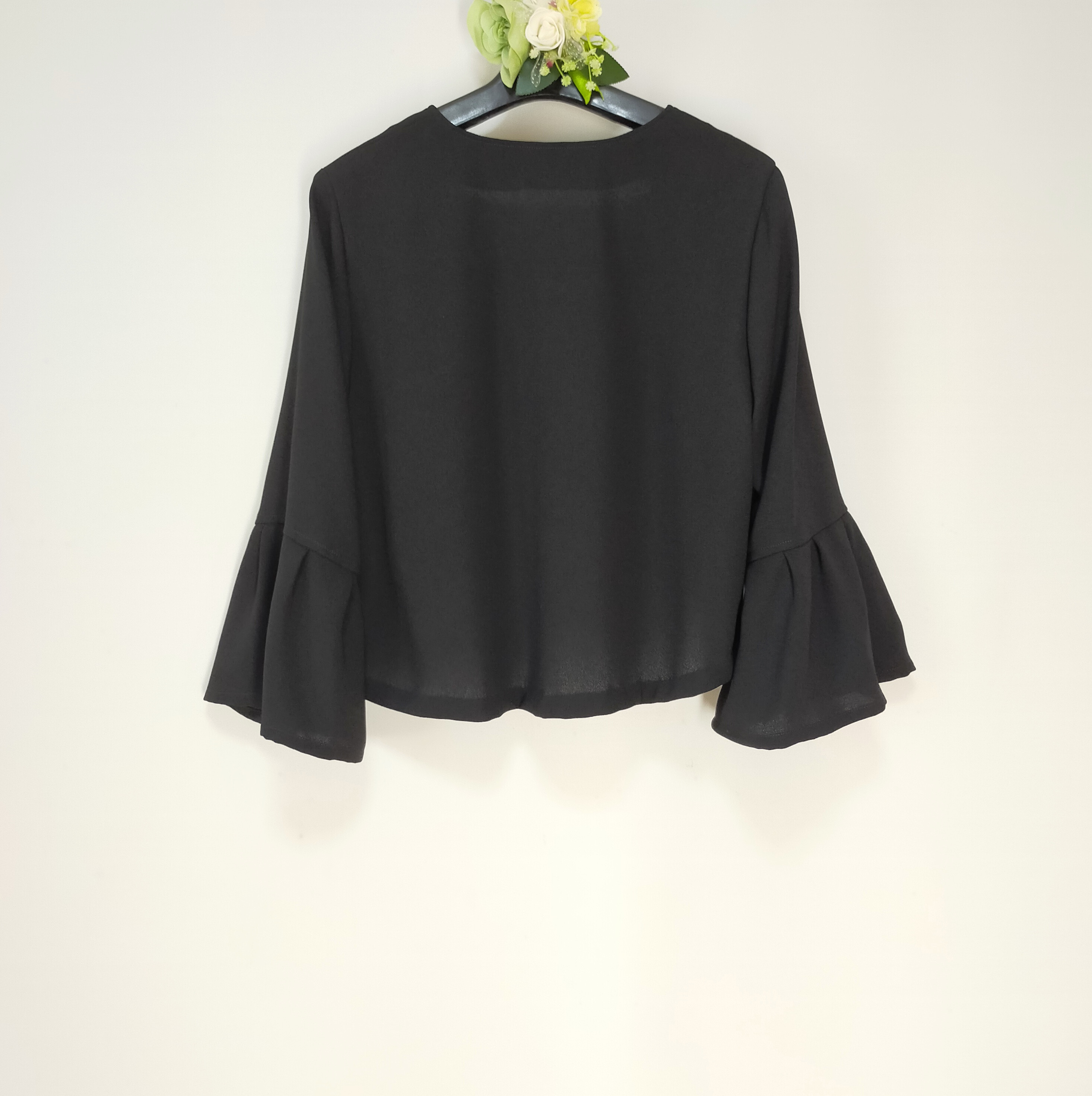 ⁂受注製作*ブラックフォーマル*アンサンブル*フレンチワンピ+ボレロ*黒ジョーゼット*裏付き*卒業式*M〜L*送料無料㊳