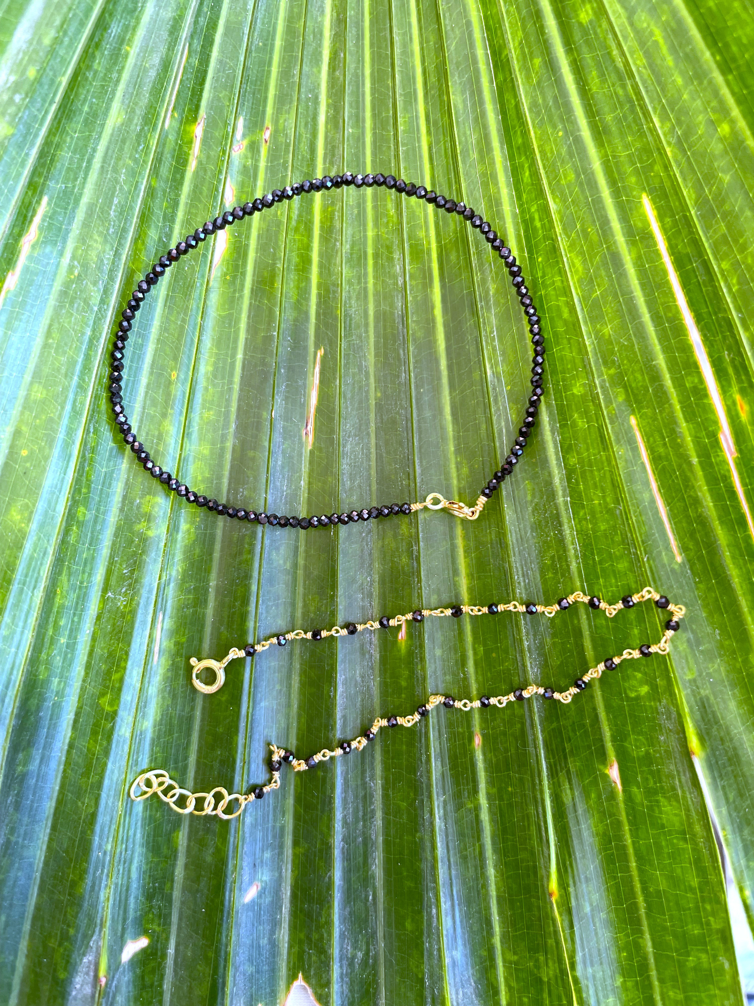 925シルバー/愛の守りカップルブレスレット / 天然ブラックダイヤモンドラウンドビーズの繊細なブレスレット