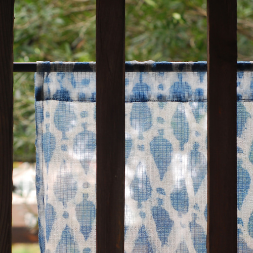 のれん☆インド綿☆インディゴブルー☆「コタドリアドロップ85