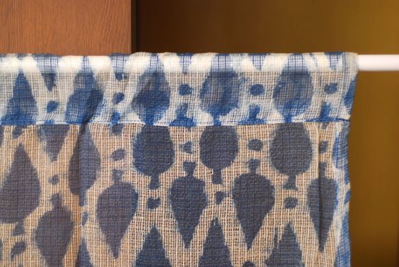 のれん☆インド綿☆インディゴブルー☆「コタドリアドロップ85