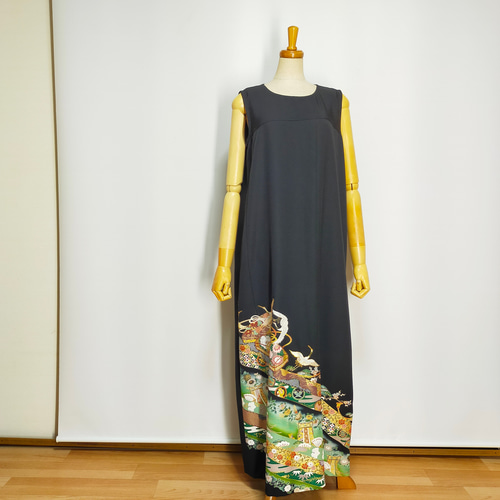 受注製作*黒留袖アンサンブル*ノースリーブワンピース+ボレロ*着物