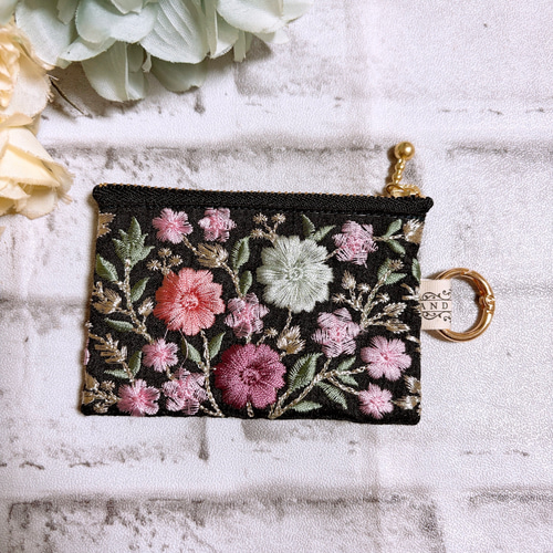 インド刺繍リボン ポーチ マルチポーチ ハンドメイド ミニポーチ