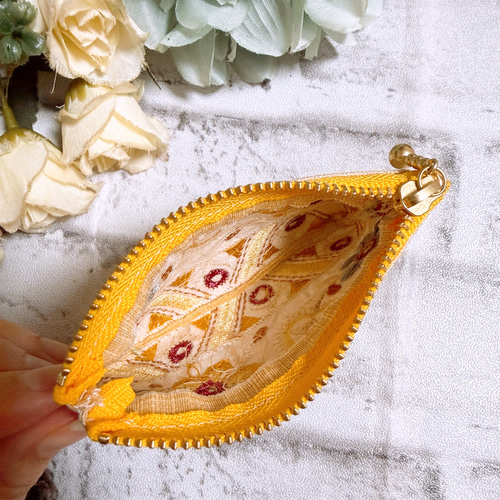 インド刺繍リボン ポーチ マルチポーチ ハンドメイド ミニポーチ