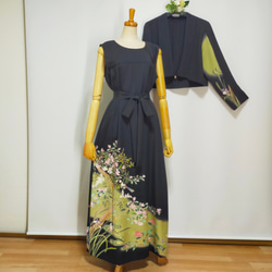黒留袖アンサンブル*フレンチワンピース裏付き+ボレロ*リボン*着物