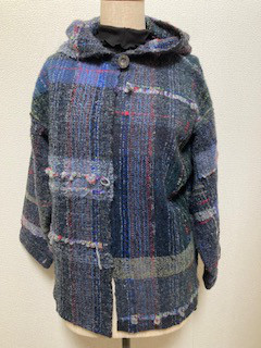 さをり織り　フード付きジャケット