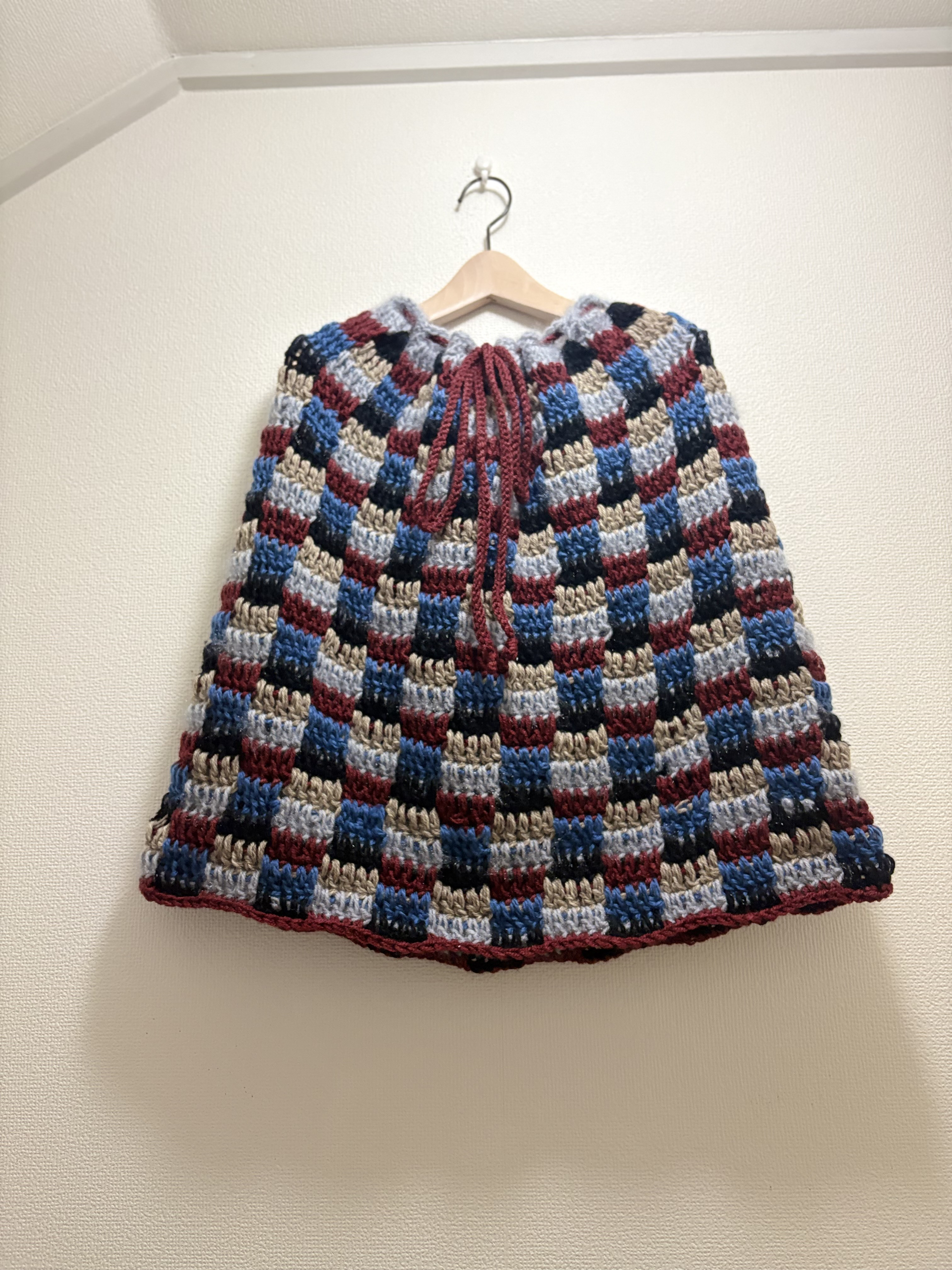 ‪☆handmade‪☆手編み2way、モダンカラースカートorポンチョ