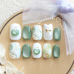 くまさん♡クリームソーダ・メロンソーダネイル【注文時サイズ必須です