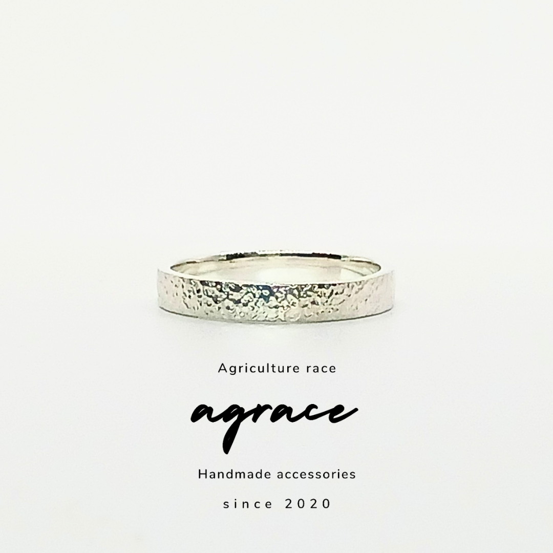【3mm幅】silver950 槌目リング 朝日に照らされた水面｜細身・平打ち・ユニセックス