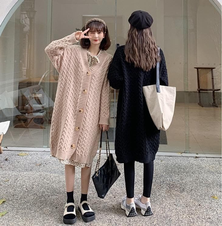 大きいサイズ 新品 秋冬 ニット ロングカーディガン 黒 ゆったり 5L　長袖ｓ