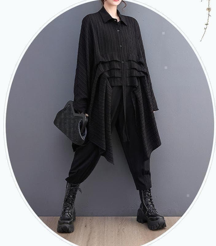 新品 大きいサイズ ゆったり チュニック シャツ ブラウス 緑 春 秋　アシメg