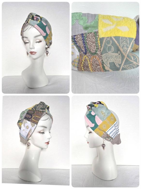 ndw【ミナペルホネンパッチワーク 頭痛のしにくいヘアターバン】 ヘア