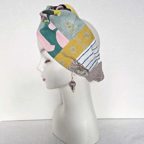 ndw【ミナペルホネンパッチワーク 頭痛のしにくいヘアターバン】 ヘア