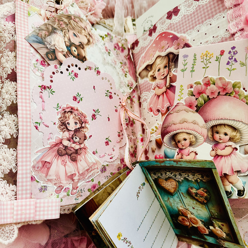 ジャンクジャーナル雑記帳/レースたっぷり『pink dream 』片耳ピアス4