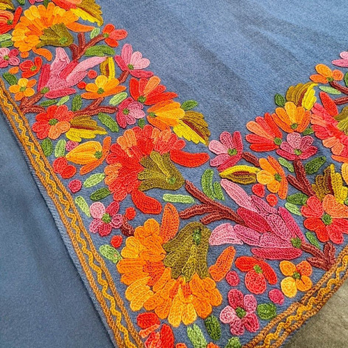 コート 秋 メリノウール×シルク刺繍 インド製 伝統工芸 手刺繍 ライト