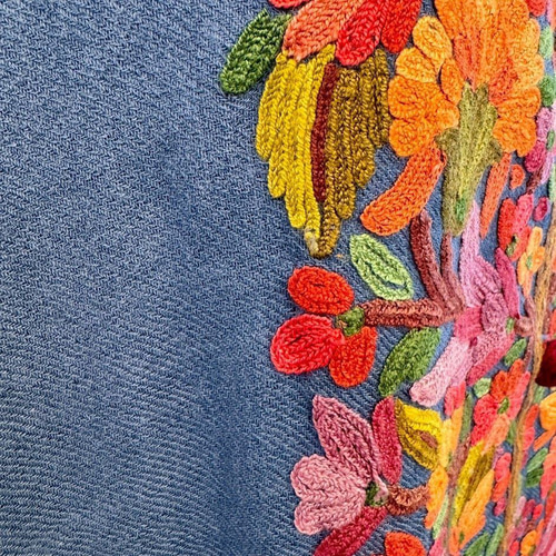 コート 秋 メリノウール×シルク刺繍 インド製 伝統工芸 手刺繍 ライト