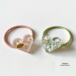 くすみカラー 大人 ハート レジン ヘアゴム ／ ピンクブラウン