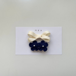 ウッドビーズのフラワーヘアクリップ〈単品〉ベビーキッズヘア