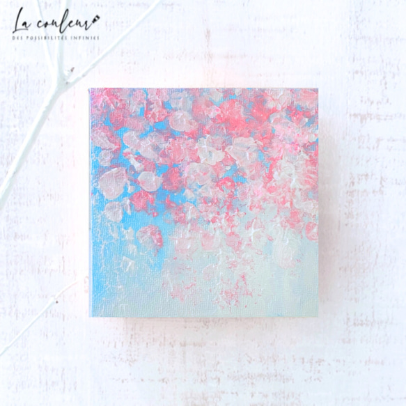 受注制作】【原画】桜 キャンバス 絵画 ましかく 10cm角 送料無料 絵画
