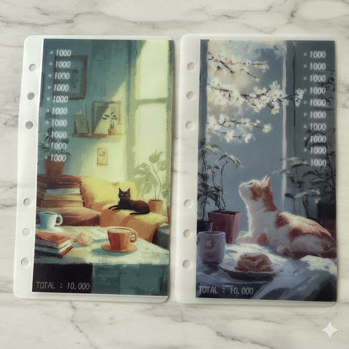 Savingリフィル4枚！窓辺の猫 バインダー貯金 その他雑貨 ♡catsp
