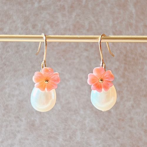 桜ピアス 春の花とピンクピアスでお出掛け ピアス（フック・チェーン