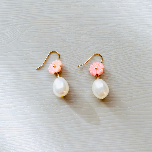 桜ピアス 春の花とピンクピアスでお出掛け ピアス（フック・チェーン