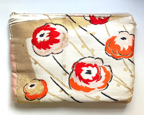 No.450 ファスナー25cm ポーチ 帯リメイク 御朱印入れなど 訳あり