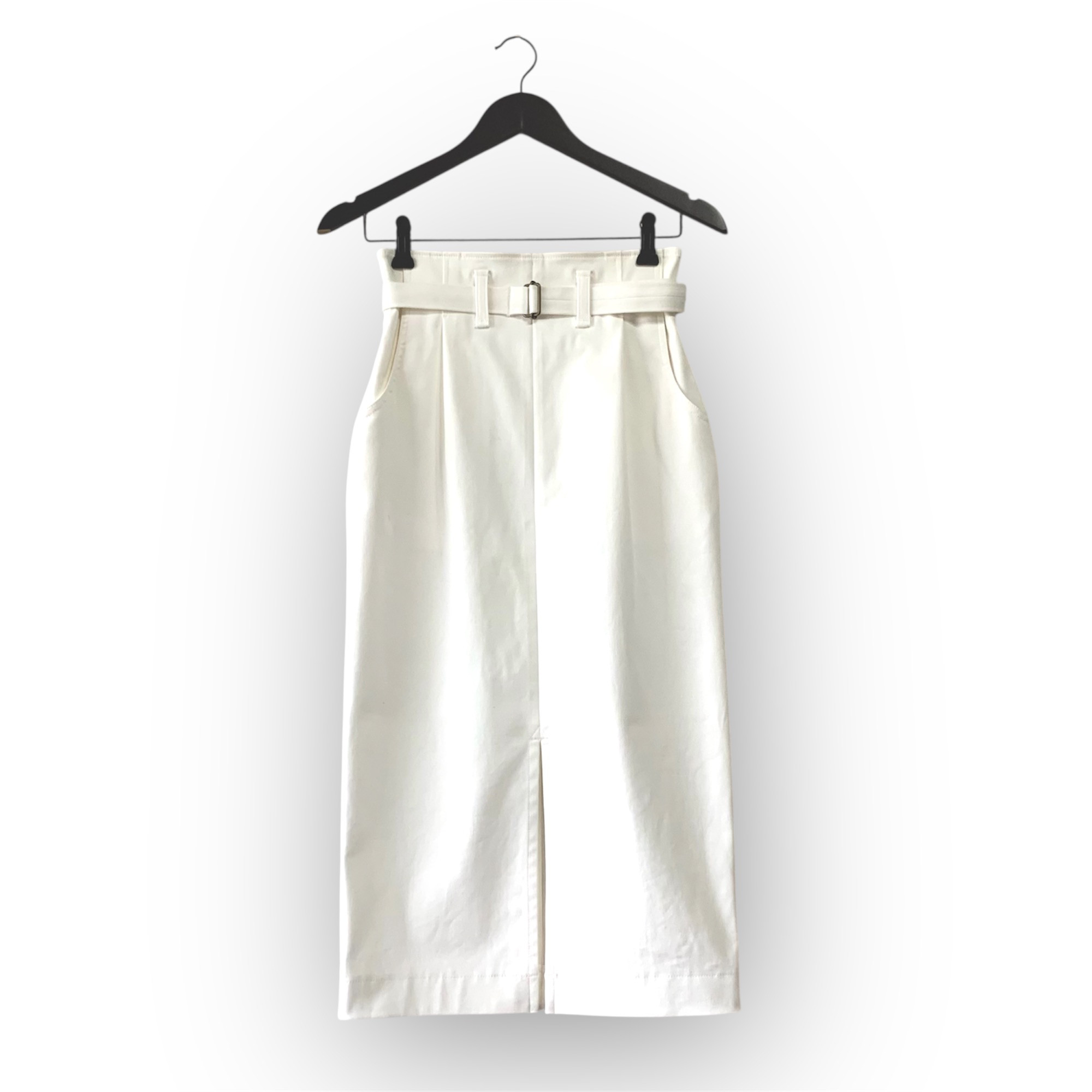 予約販売　春夏秋/柔らかコットンストレッチのスリット付きタイトスカート