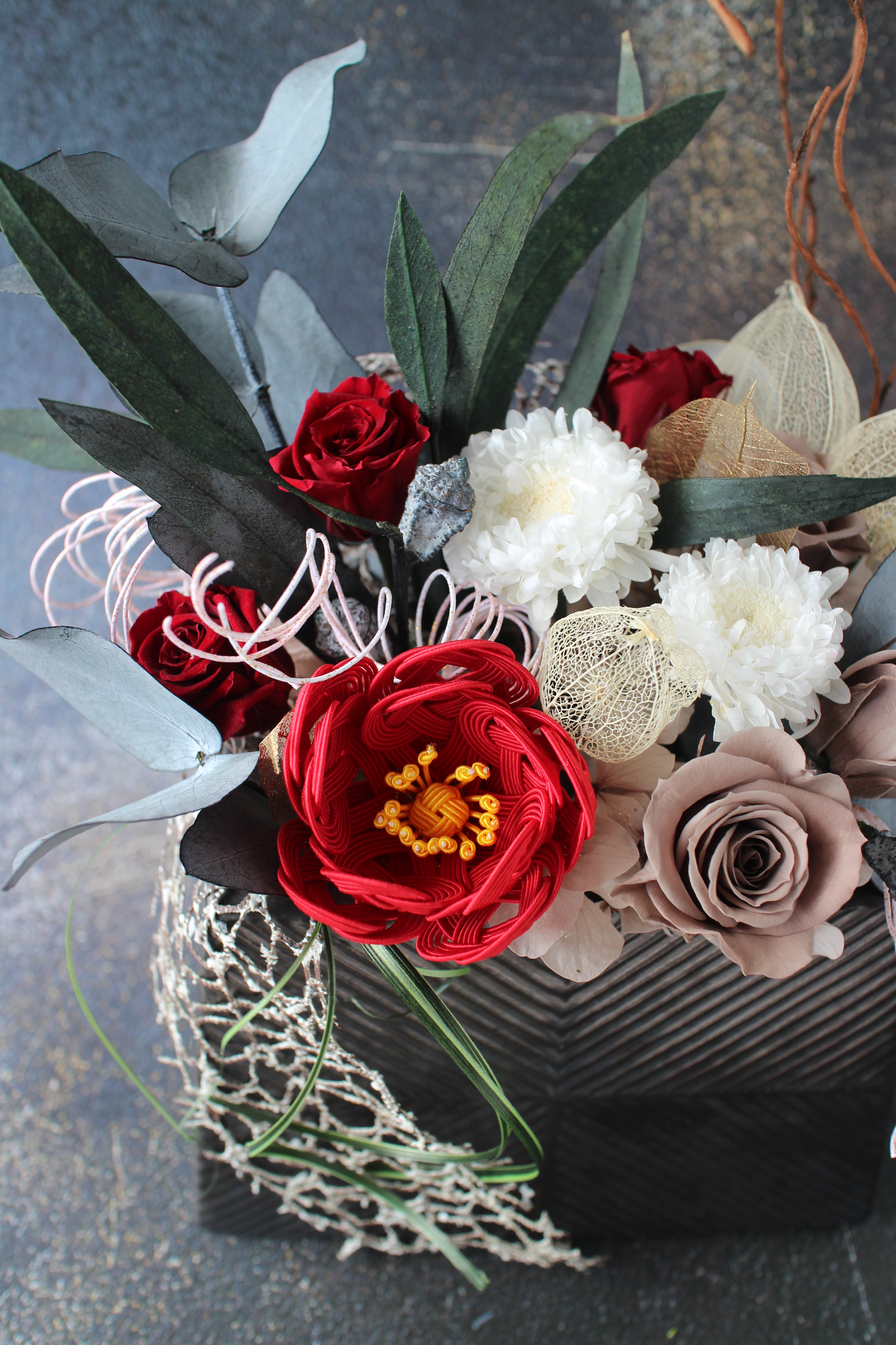 ～結花～  水引き椿の和モダンアレンジ  【️送料無料】