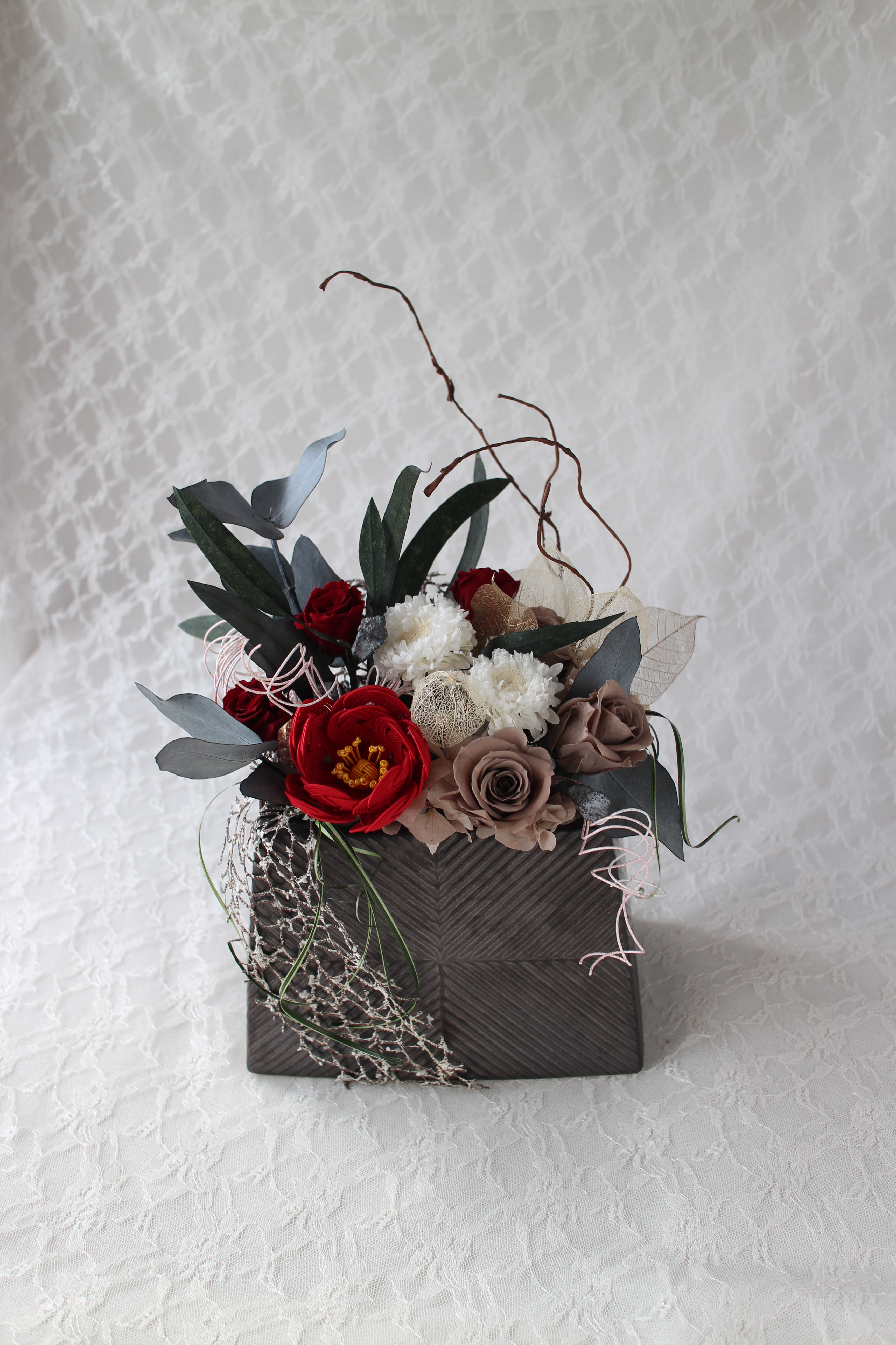 ～結花～  水引き椿の和モダンアレンジ  【️送料無料】