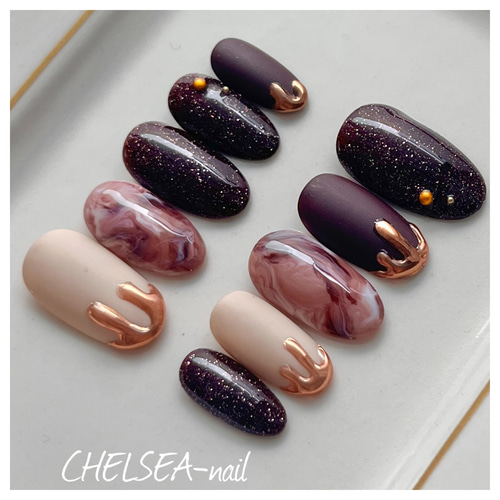 フラッシュ×とろ〜りチョコミラーネイル(ブラウン) ネイルチップ（つけ