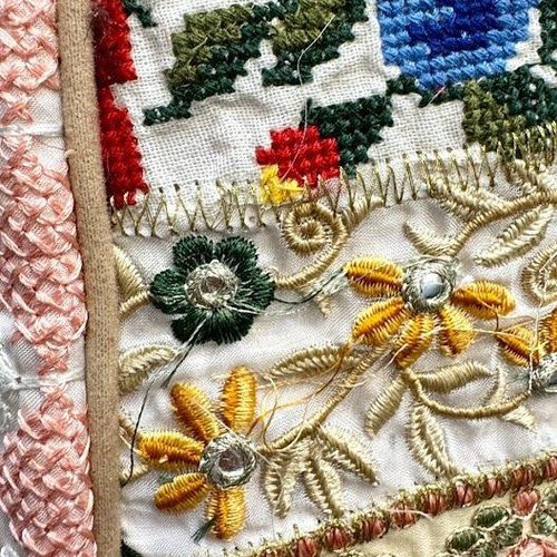 インド刺繍バッグ インド刺繍リボン 全面刺繍 ミラーワーク コットン