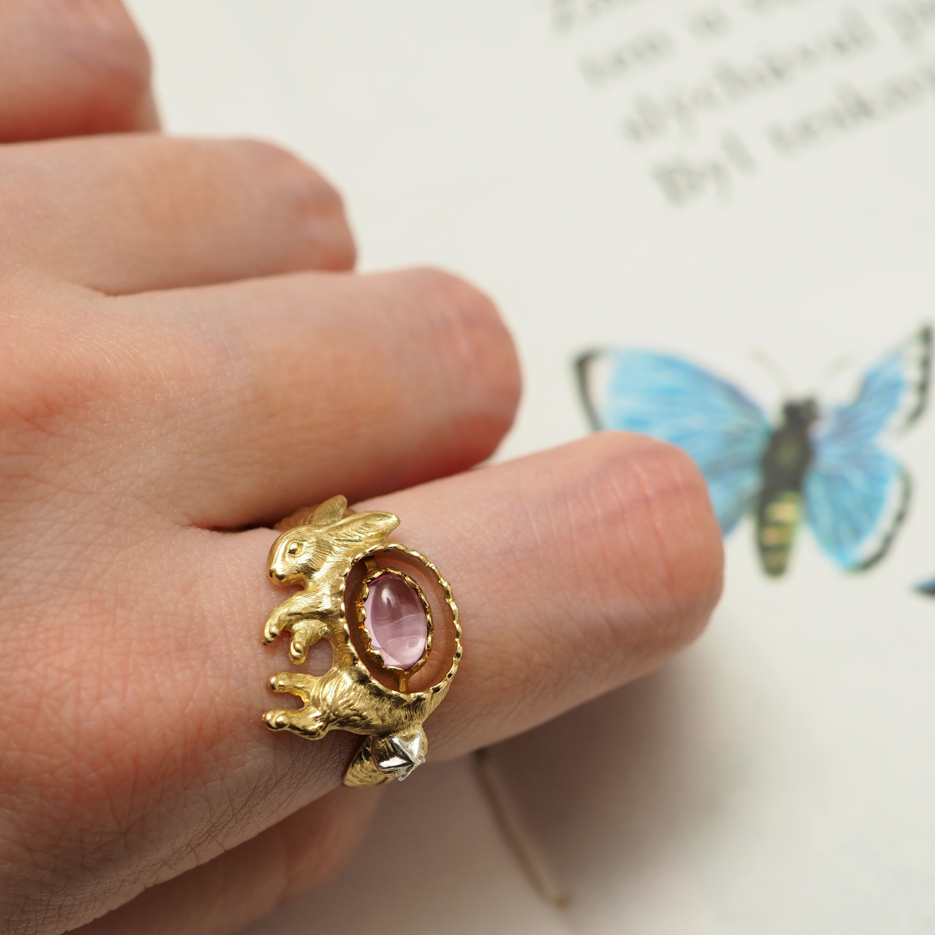 【冬のプレゼント企画開催中】ゆめをみるうさぎのリング（受注制作）