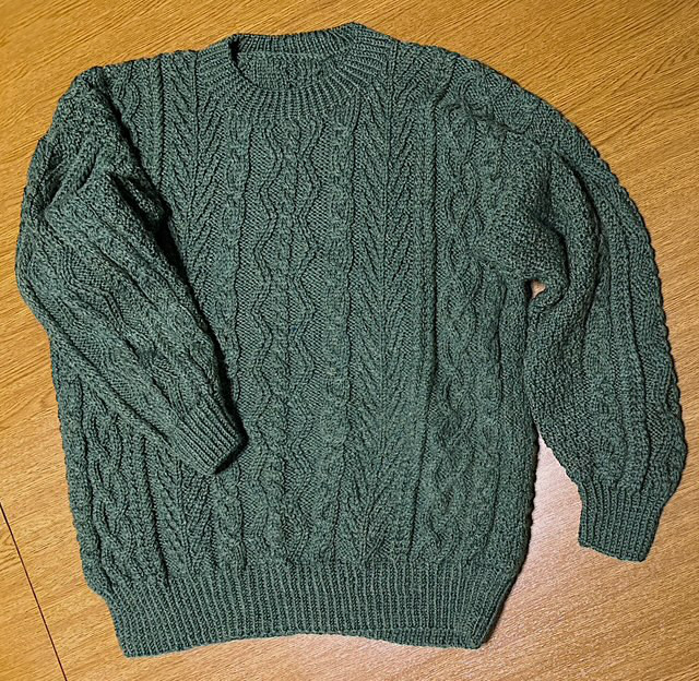 手編み　メンズアランセーター　Lサイズ