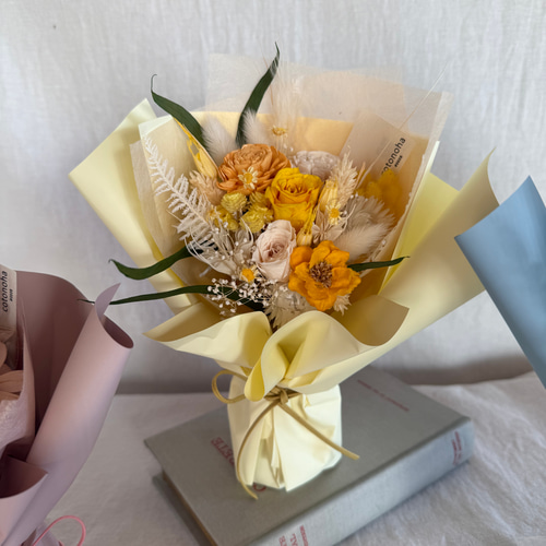 スタンドフレグランスミニブーケ(イエロー) 送別 卒業 お誕生日 推し