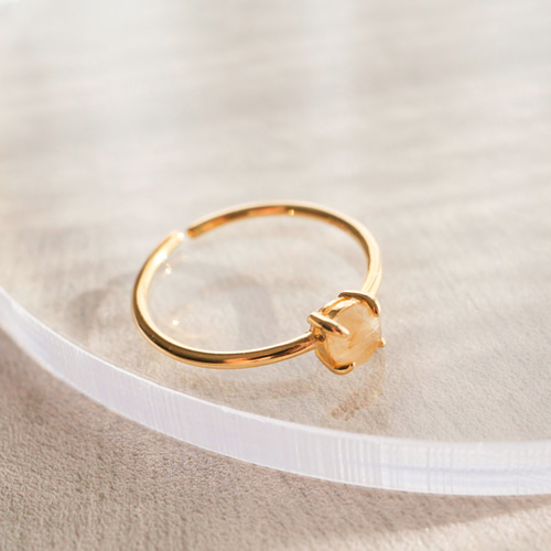 silver925 18kgp オープンリング〈ゴールドルチル、パール〉　指輪 ルチルクォーツの一粒リング 指輪 ルチルクオーツ シルバー925 18KGP